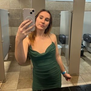 garage dark green bodycon dress